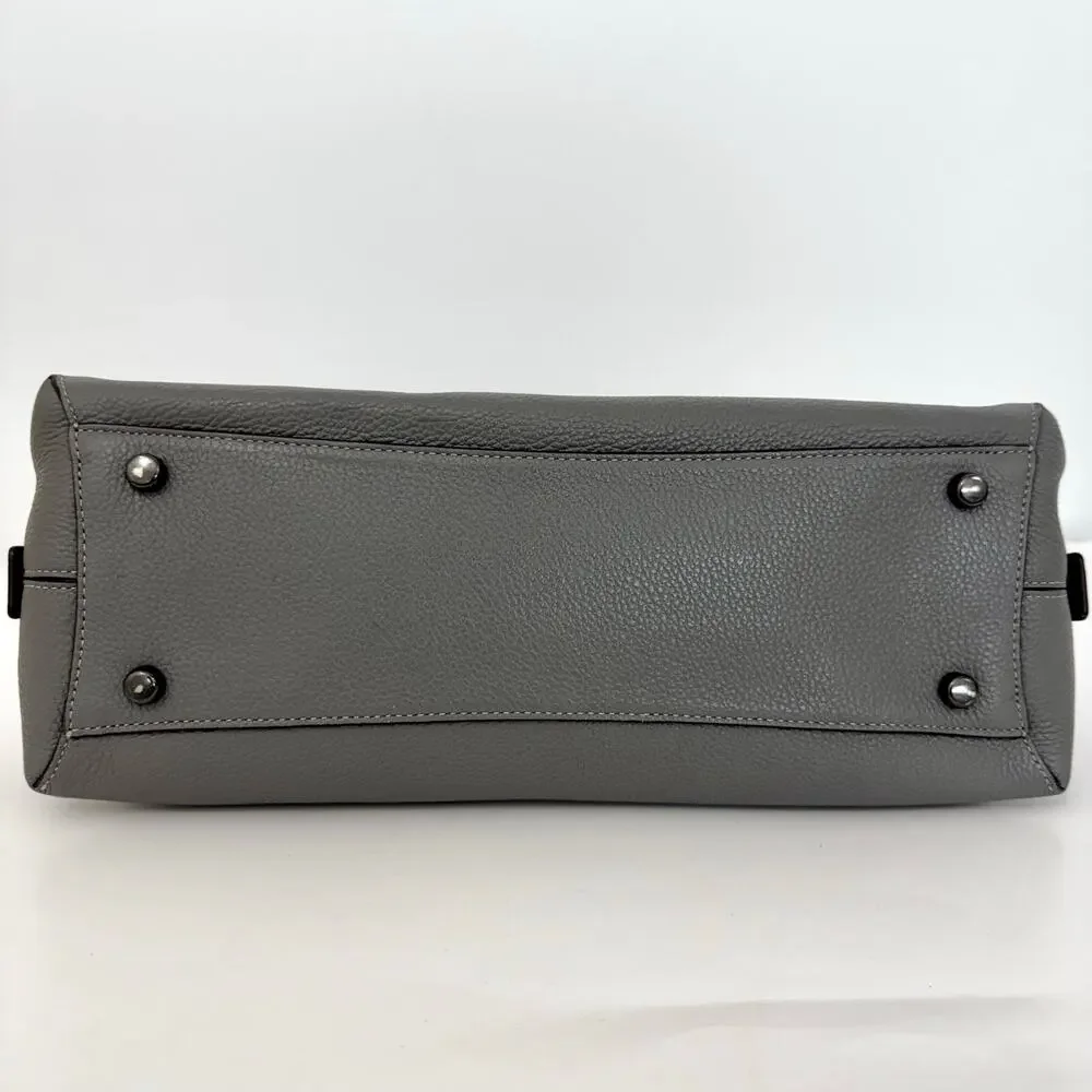 Coach Quinn Satchel Polished Pebble Leather Handbag Gray 30951